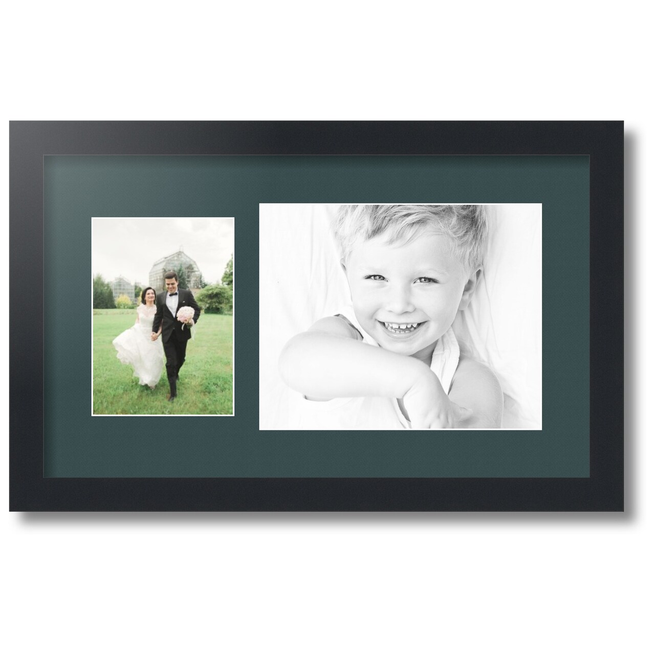 ArtToFrames Collage Photo Picture Frame with 1 - 5x7, 8x10 inch Openings, Framed in Black with Over 62 Mat Color Options and Regular Glass (CSM-3926-166)